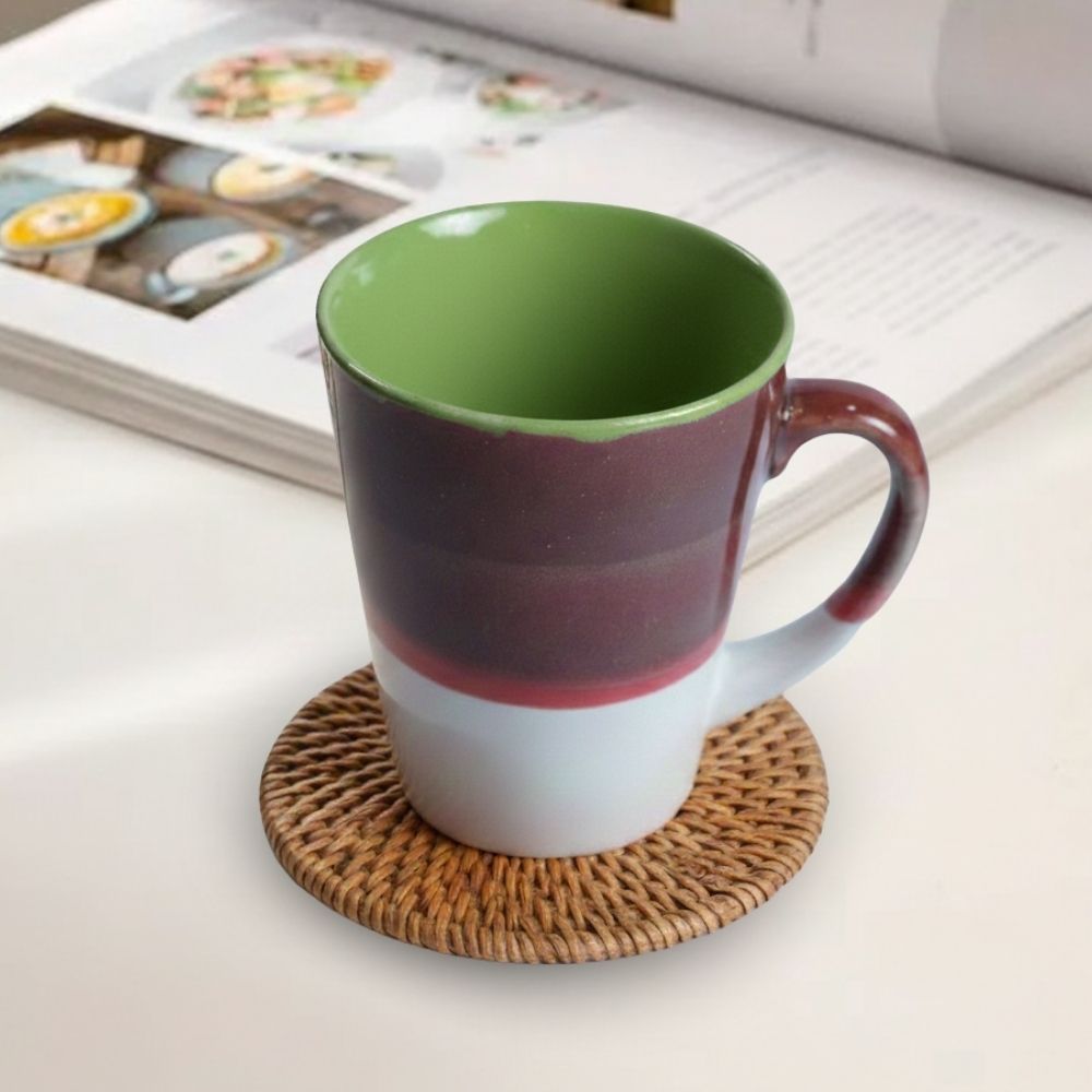 green edge rust brown ceramic coffee mug set of 6 for tea and coffee serving